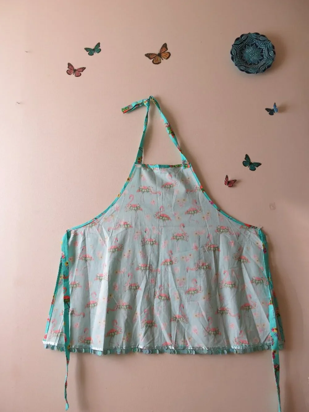 Handmade Floral Flamingo Cocktail Party Vacation Novelty Print Kitchen Apron
